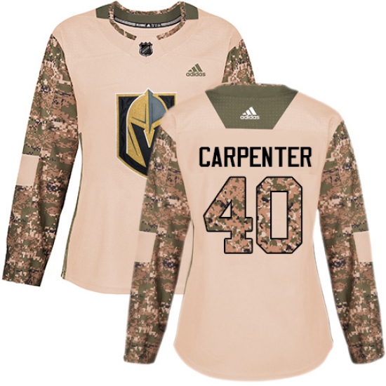 Women's Adidas Vegas Golden Knights #40 Ryan Carpenter Authentic Camo Veterans Day Practice NHL Jersey - Ujersey