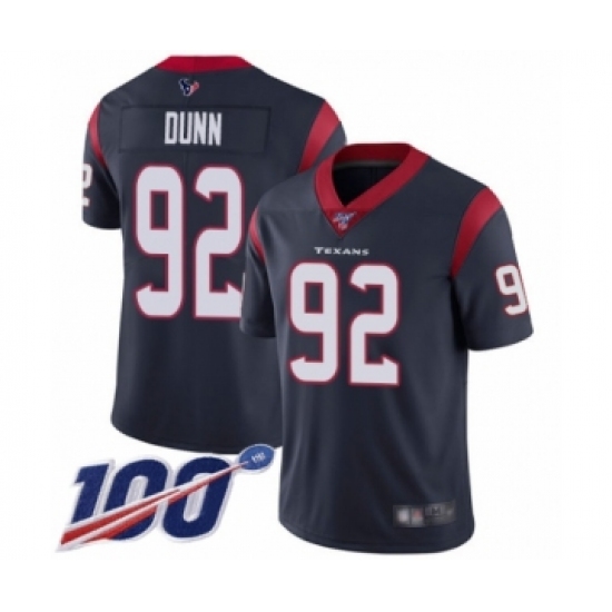 Men's Houston Texans #92 Brandon Dunn Navy Blue Team Color Vapor Untouchable Limited Player 100th Season Football Jersey - Ujersey