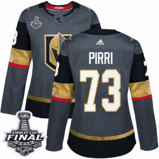 Women's Adidas Vegas Golden Knights #73 Brandon Pirri Authentic Gray Home 2018 Stanley Cup Final NHL Jersey - Ujersey