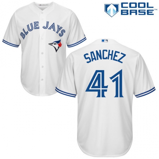 Men's Majestic Toronto Blue Jays #41 Aaron Sanchez Replica White Home MLB Jersey - Ujersey
