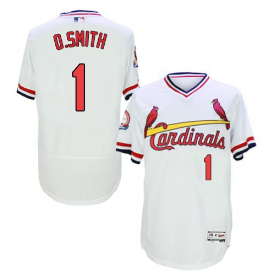 Men's Majestic St. Louis Cardinals #1 Ozzie Smith White Flexbase Authentic Collection Cooperstown MLB Jersey - Ujersey
