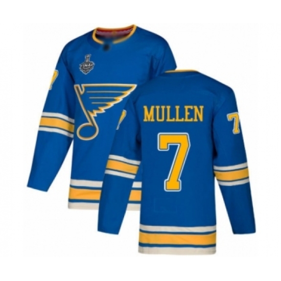 Men's St. Louis Blues #7 Joe Mullen Authentic Navy Blue Alternate 2019 Stanley Cup Final Bound Hockey Jersey - Ujersey