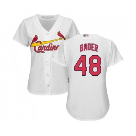 Women's St. Louis Cardinals #48 Harrison Bader Replica White Home Cool Base Baseball Jersey - Ujersey