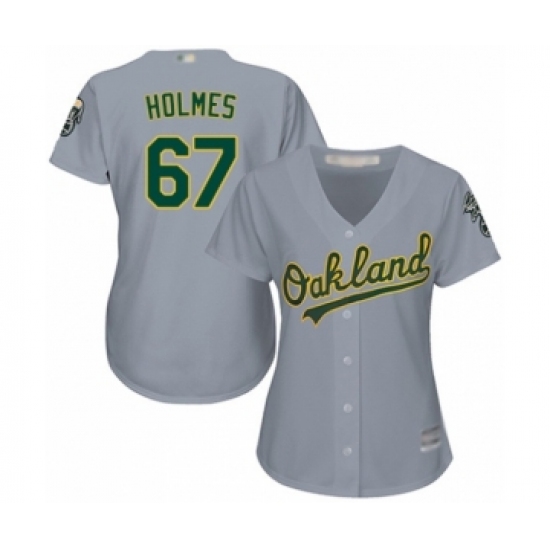 Women's Oakland Athletics #67 Grant Holmes Authentic Grey Road Cool Base Baseball Player Jersey - Ujersey