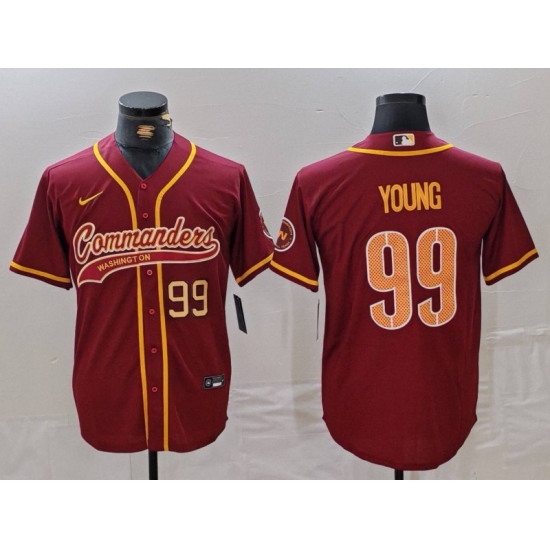 Men's Washington Commanders #99 Chase Young Burgundy Cool Base Stitched Baseball Jerseys
