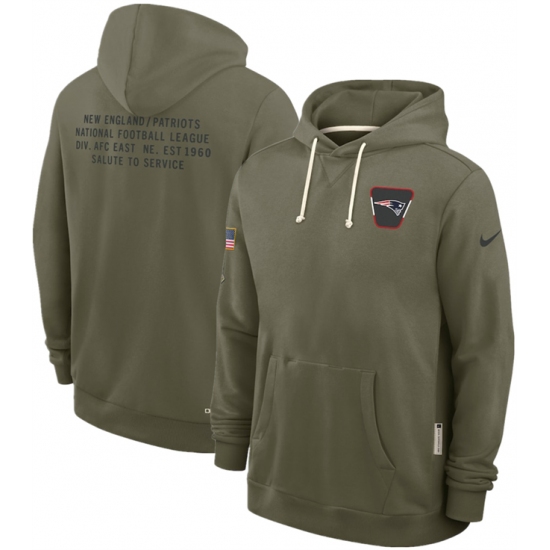 Men's New England Patriots Olive 2025 Salute to Service Pullover Hoodie - Ujersey