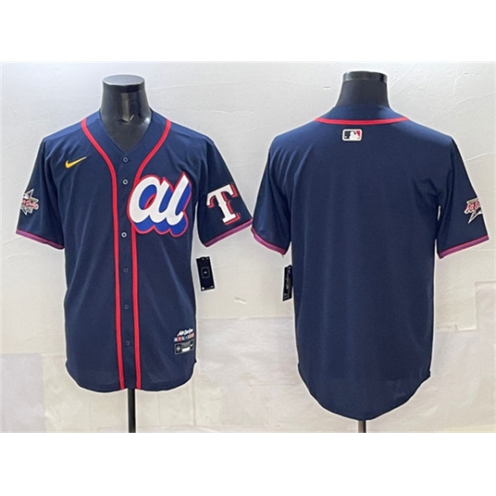Men's American League Texas Rangers Blank Navy 2025 All-Star Edition Limited Stitched Baseball Jersey - Ujersey