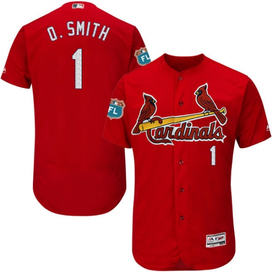 Men's Majestic St. Louis Cardinals #1 Ozzie Smith Red Alternate Flex Base Authentic Collection MLB Jersey - Ujersey