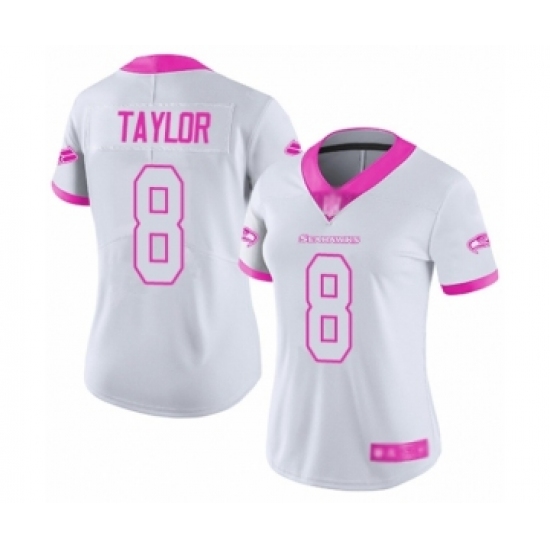 Women's Seattle Seahawks #8 Jamar Taylor Limited White Pink Rush Fashion Football Jersey - Ujersey