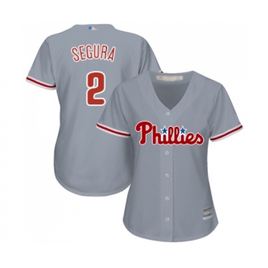 Women's Philadelphia Phillies #2 Jean Segura Replica Grey Road Cool Base Baseball Jersey - Ujersey