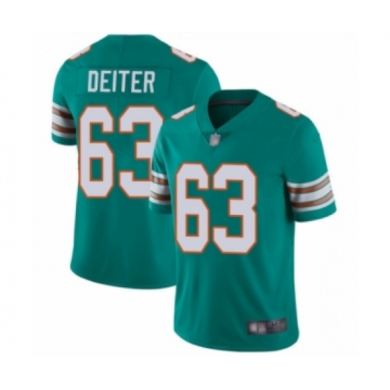 Youth Miami Dolphins #63 Michael Deiter Aqua Green Alternate Vapor Untouchable Limited Player Football Jersey - Ujersey