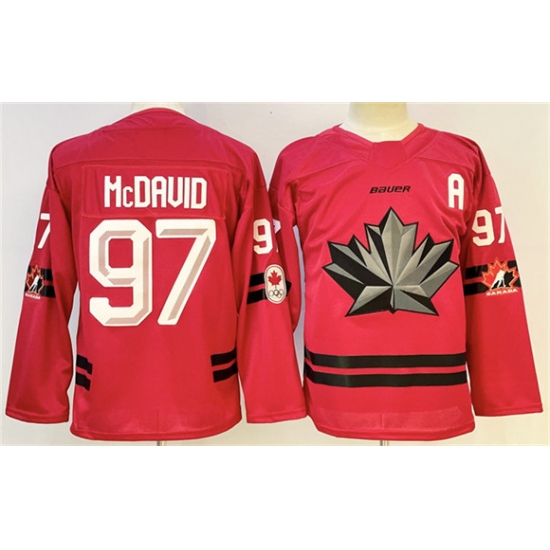 Men's Canada Hockey #97 Connor McDavid Red With A Stitched Jersey