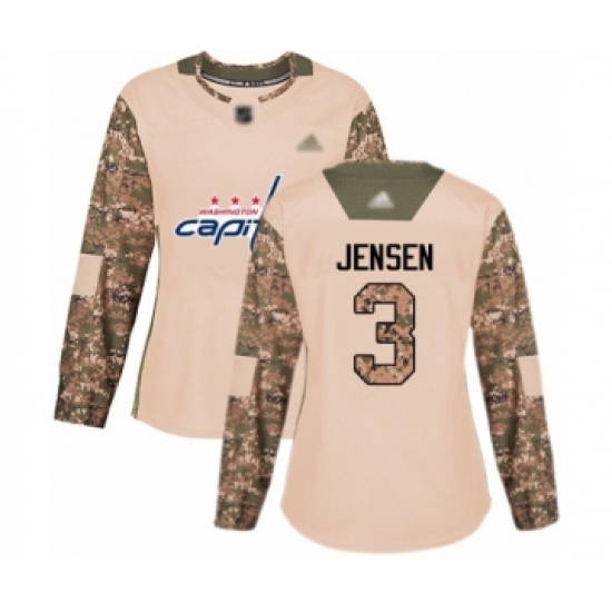 Women's Washington Capitals #3 Nick Jensen Authentic Camo Veterans Day Practice Hockey Jersey - Ujersey