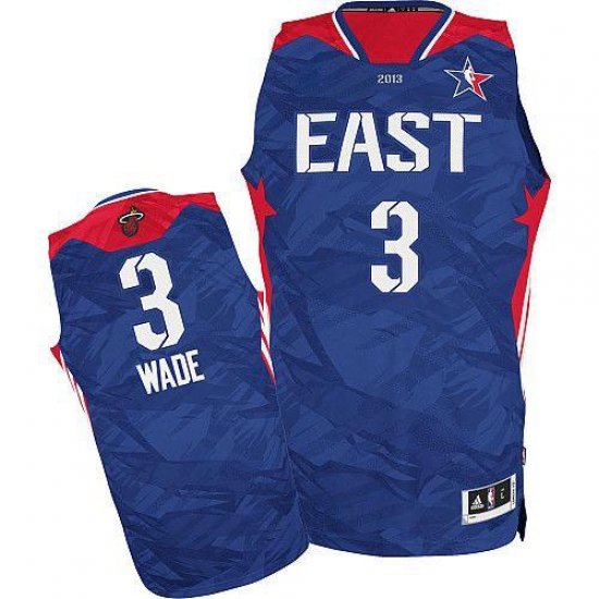 Men's Adidas Miami Heat #3 Dwyane Wade Authentic Blue 2013 All Star NBA Jersey - Ujersey