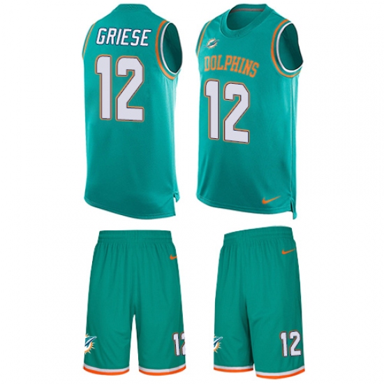 Men's Nike Miami Dolphins #12 Bob Griese Limited Aqua Green Tank Top Suit NFL Jersey - Ujersey