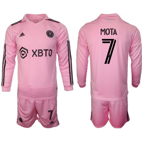 Men's Inter Miami CF #7 Mota 2023-24 Pink Home Soccer Jersey Suit - Ujersey