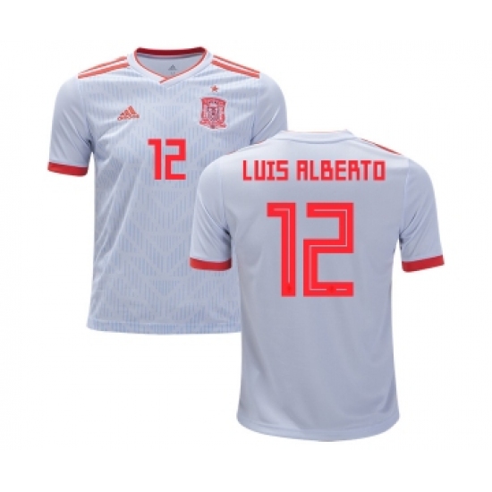 Spain #12 Luis Alberto Away Kid Soccer Country Jersey