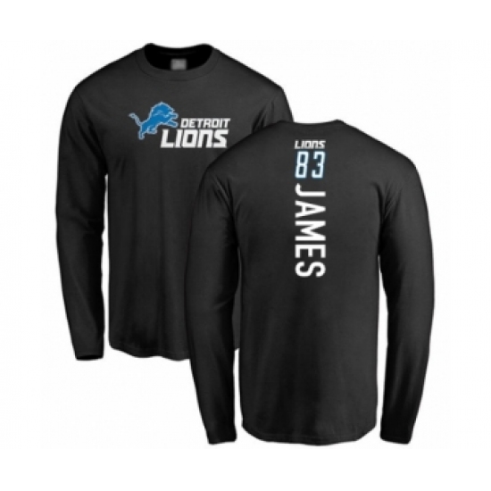 Football Detroit Lions #83 Jesse James Black Backer Long Sleeve T-Shirt - Ujersey