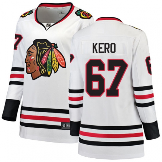 Women's Chicago Blackhawks #67 Tanner Kero Authentic White Away Fanatics Branded Breakaway NHL Jersey - Ujersey