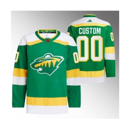Men's Minnesota Wild Custom Green 2022-23 Reverse Retro Stitched Jersey - Ujersey
