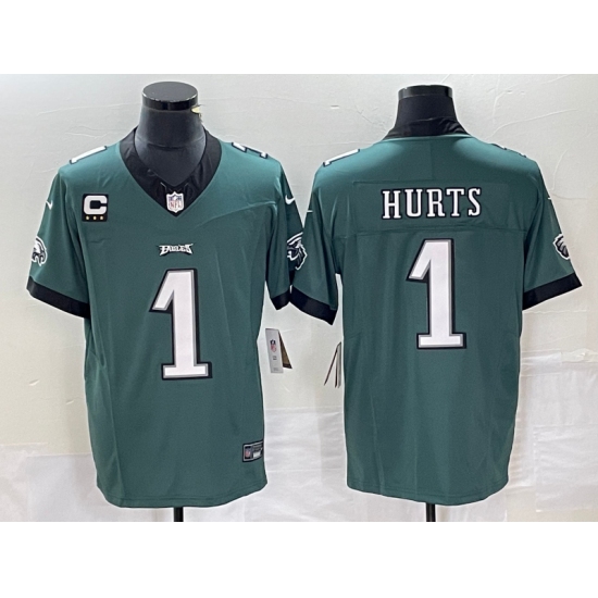 Men's Philadelphia Eagles #1 Jalen Hurts Green 2023 F.U.S.E. Vapor Untouchable C Stitched Football Jersey - Ujersey