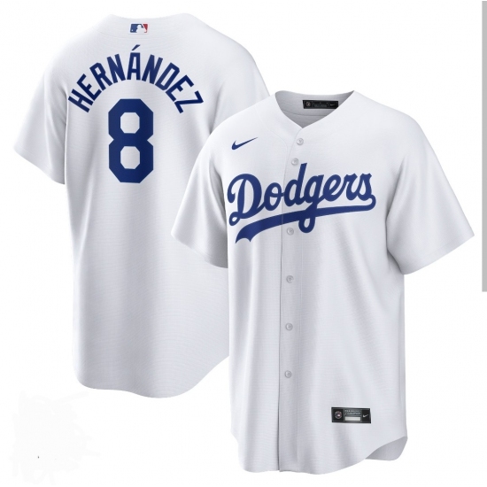 Men's Los Angeles Dodgers #8 Enrique Hernández White Cool Base Stitched Baseball Jersey - Ujersey