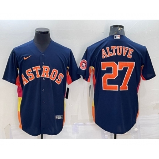 Men's Houston Astros #27 Jose Altuve Navy Blue With Patch Stitched MLB Cool Base Nike Jersey - Ujersey
