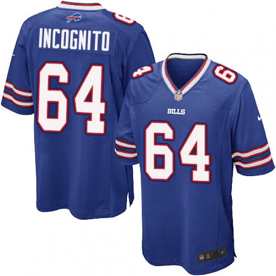 Men's Nike Buffalo Bills #64 Richie Incognito Game Royal Blue Team Color NFL Jersey - Ujersey