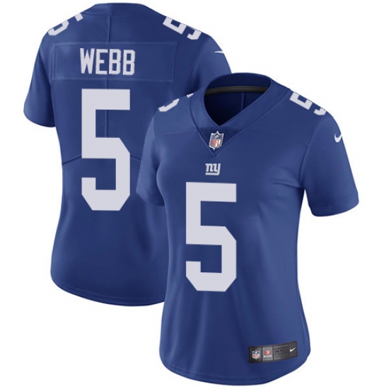 Women's Nike New York Giants #5 Davis Webb Elite Royal Blue Team Color NFL Jersey - Ujersey