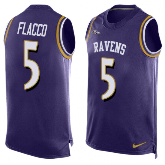 Men's Nike Baltimore Ravens #5 Joe Flacco Limited Purple Player Name & Number Tank Top NFL Jersey - Ujersey