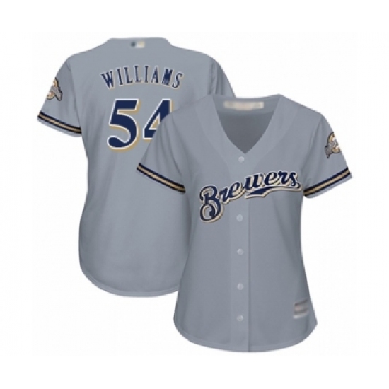 Women's Milwaukee Brewers #54 Taylor Williams Authentic Grey Road Cool Base Baseball Player Jersey - Ujersey