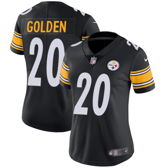Women's Nike Pittsburgh Steelers #20 Robert Golden Black Team Color Vapor Untouchable Limited Player NFL Jersey - Ujersey