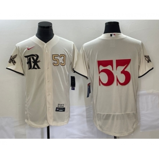 Men's Texas Rangers #53 Adolis Garcia Number Cream 2023 City Connect Flex Base Stitched Jersey - Ujersey