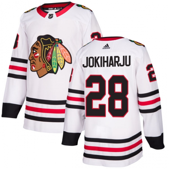 Youth Adidas Chicago Blackhawks #28 Henri Jokiharju Authentic White Away NHL Jersey - Ujersey