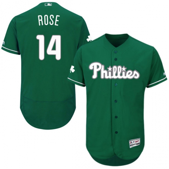Men's Majestic Philadelphia Phillies #14 Pete Rose Green Celtic Flexbase Authentic Collection MLB Jersey - Ujersey