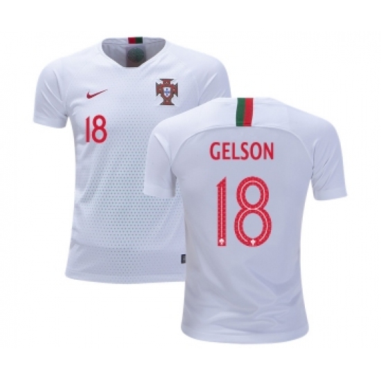 Portugal #18 Gelson Away Kid Soccer Country Jersey