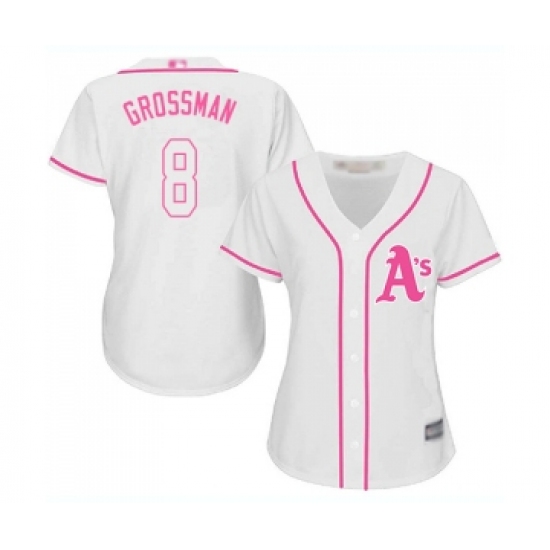 Women's Oakland Athletics #8 Robbie Grossman Replica White Fashion Cool Base Baseball Jersey - Ujersey