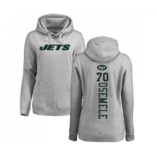 Football Women's New York Jets #70 Kelechi Osemele Ash Backer Pullover Hoodie - Ujersey