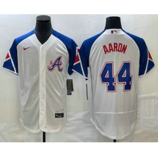 Men's Atlanta Braves #44 Hank Aaron White 2023 City Connect Flex Base Stitched Jersey - Ujersey