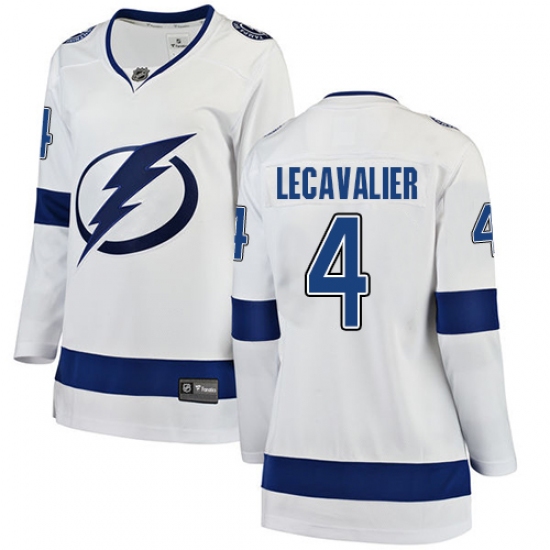 Women's Tampa Bay Lightning #4 Vincent Lecavalier Fanatics Branded White Away Breakaway NHL Jersey - Ujersey