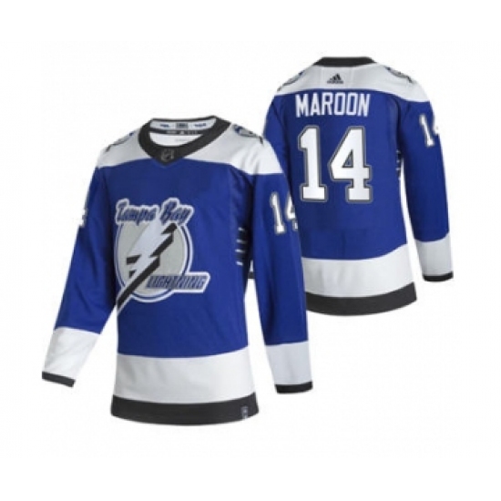 Men's Tampa Bay Lightning #14 Patrick Maroon Blue 2020-21 Reverse Retro Alternate Hockey Jersey - Ujersey