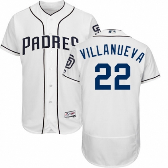 Men's Majestic San Diego Padres #22 Christian Villanueva White Home Flex Base Authentic Collection MLB Jersey