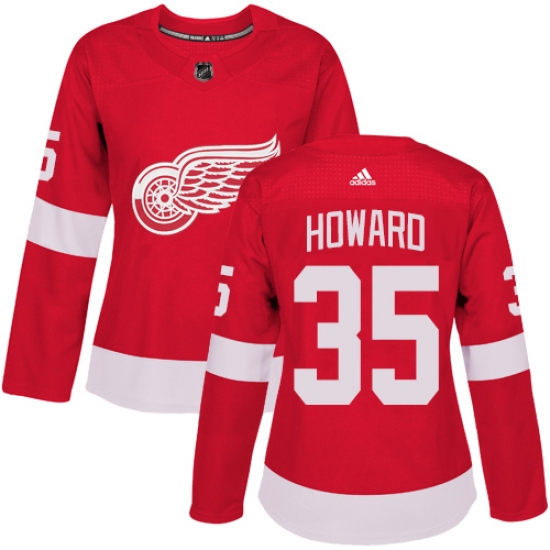 Women's Adidas Detroit Red Wings #35 Jimmy Howard Authentic Red Home NHL Jersey - Ujersey