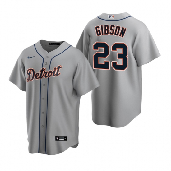 Men's Nike Detroit Tigers #23 Kirk Gibson Gray Road Stitched Baseball Jersey - Ujersey