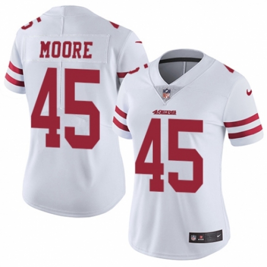 Women's Nike San Francisco 49ers #45 Tarvarius Moore White Vapor Untouchable Limited Player NFL Jersey - Ujersey