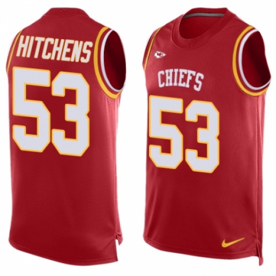 Men's Nike Kansas City Chiefs #53 Anthony Hitchens Limited Red Player Name & Number Tank Top NFL Jersey - Ujersey