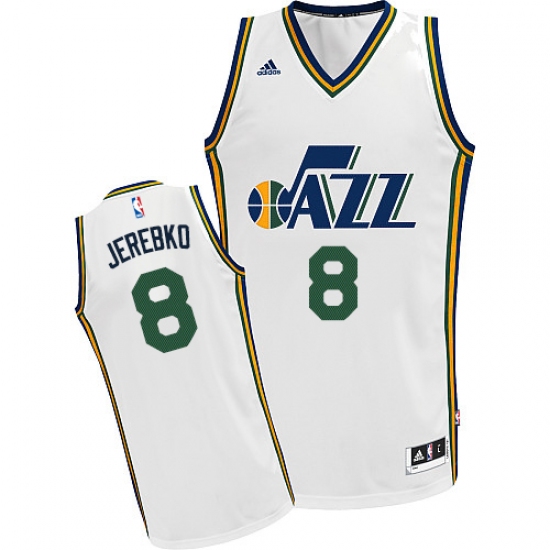 Men's Adidas Utah Jazz #8 Jonas Jerebko Swingman White Home NBA Jersey - Ujersey