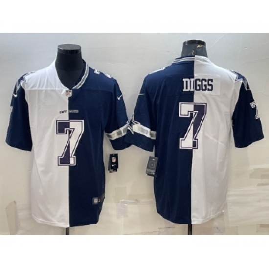 Men's Dallas Cowboys #7 Trevon Diggs Navy White Split Vapor Untouchable Limited Stitched Jersey - Ujersey