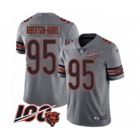 Men's Chicago Bears #95 Roy Robertson-Harris Limited Silver Inverted Legend 100th Season Football Jersey - Ujersey