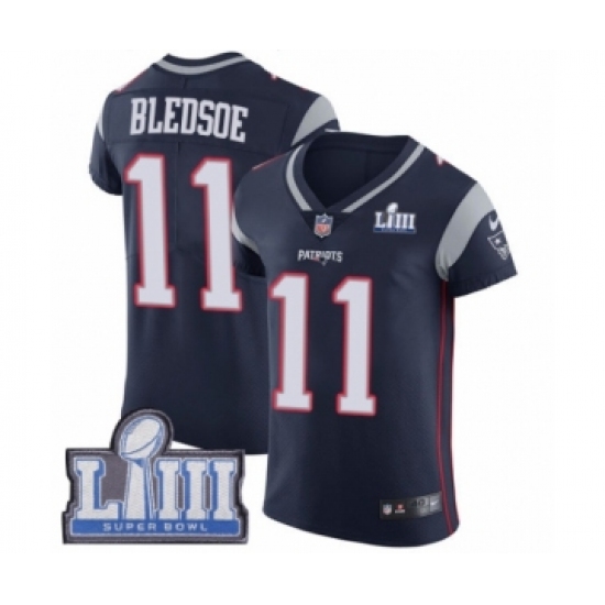 Men's Nike New England Patriots #11 Drew Bledsoe Navy Blue Team Color Vapor Untouchable Elite Player Super Bowl LIII Bound NFL Jersey - Ujersey